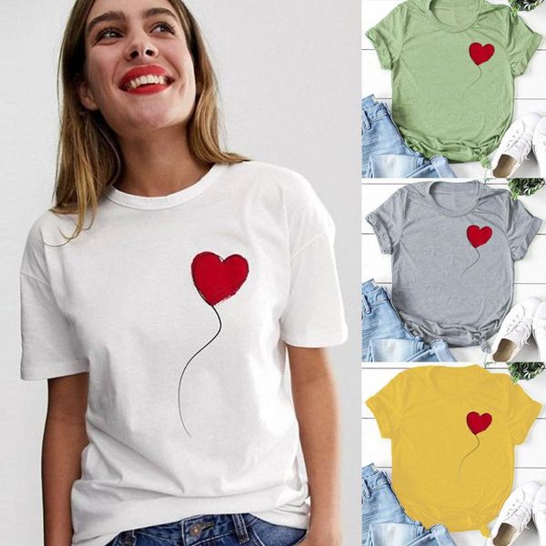 women's t-shirt women short sleeve heart-shaped printed mid-length casual shirt graphic tees tee vintage harajuk, White
women's t-shirt women short sleeve heart-shaped printed mid-length casual shirt graphic tees tee vintage harajuk, White