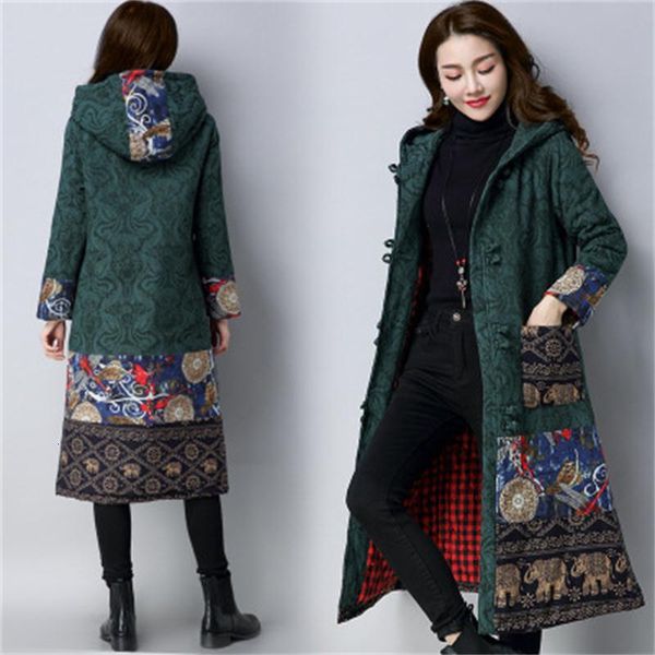 women winter literary national wind jacquard thick cotton long hooded large size coat female qlr9, Tan;black
women winter literary national wind jacquard thick cotton long hooded large size coat female qlr9, Tan;black