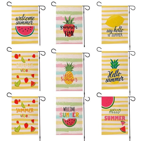 fruit pattern flax hello summer watermelon lemon pineapple double side printed garden flag decoration
fruit pattern flax hello summer watermelon lemon pineapple double side printed garden flag decoration