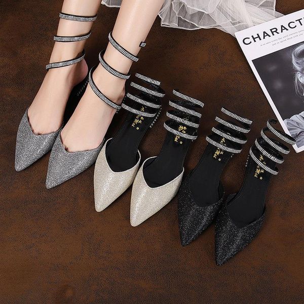 sandals rhinestone winding baotou female fairy style flat bottom net celebrity pointed toe women's shoes summer fashion shoe, Black
sandals rhinestone winding baotou female fairy style flat bottom net celebrity pointed toe women's shoes summer fashion shoe, Black