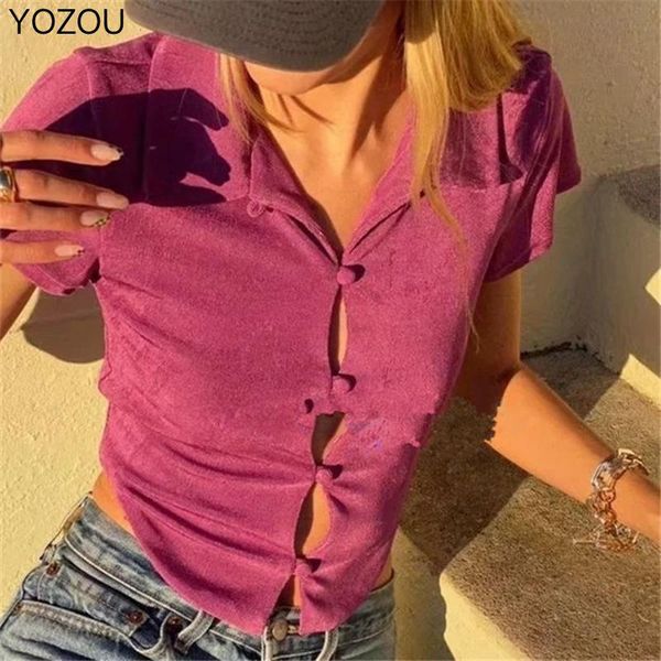 women's t-shirt yozou summer women velvet single breasted button up turtle neck blue pink short sleeve crop for female yl-465, White
women's t-shirt yozou summer women velvet single breasted button up turtle neck blue pink short sleeve crop for female yl-465, White