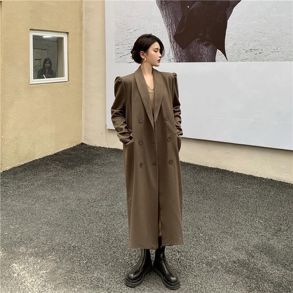women's wool & blends coffee color suit coat middle long hepburn style autumn and winter loose korean temperament knee length fa, Black
women's wool & blends coffee color suit coat middle long hepburn style autumn and winter loose korean temperament knee length fa, Black