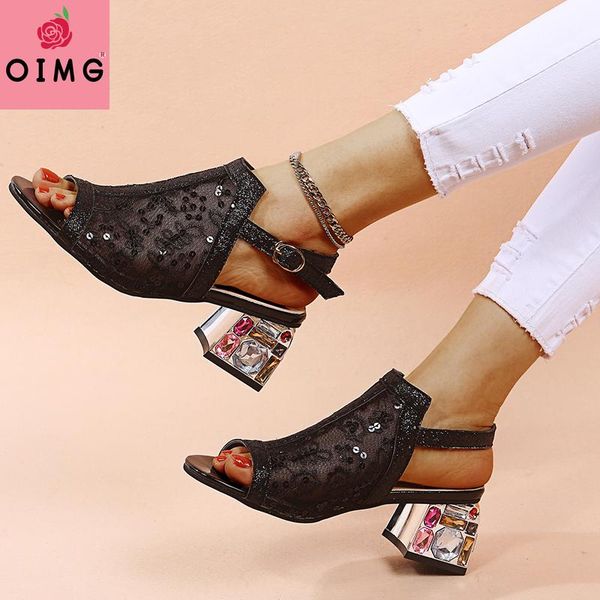 oimg women's summer the new sandals shoes fashion mesh embroidered solid outer wear shallow crystal square heel slides, Black
oimg women's summer the new sandals shoes fashion mesh embroidered solid outer wear shallow crystal square heel slides, Black