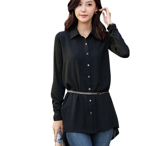 women blouses loose summer standing collar long-sleeved casual blouse black chiffon shirt female plus size -4xl, White
women blouses loose summer standing collar long-sleeved casual blouse black chiffon shirt female plus size -4xl, White