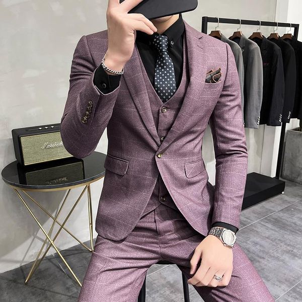 men's suits & blazers ( jacket + pants vest ) men dress 3 piece set / male wedding business formal plaid suit luxury slim fit coat trou, White;black
men's suits & blazers ( jacket + pants vest ) men dress 3 piece set / male wedding business formal plaid suit luxury slim fit coat trou, White;black