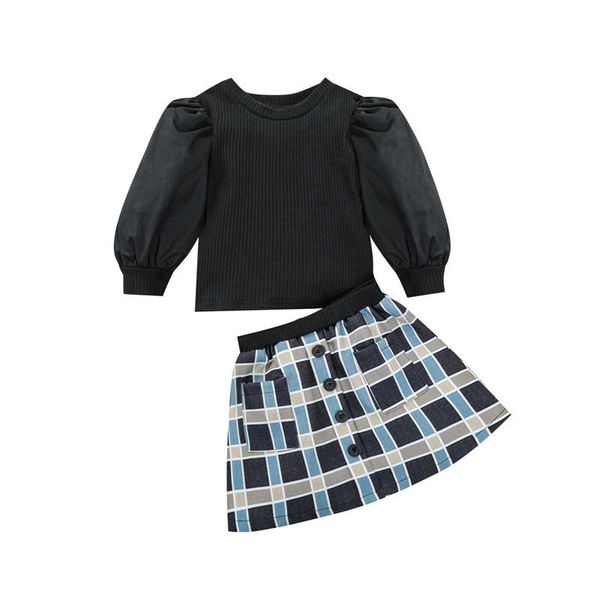 clothing sets 2 pcs toddler casual outfits, girls puff sleeve round neck ribbed + plaid skirt with pocket button, White
clothing sets 2 pcs toddler casual outfits, girls puff sleeve round neck ribbed + plaid skirt with pocket button, White