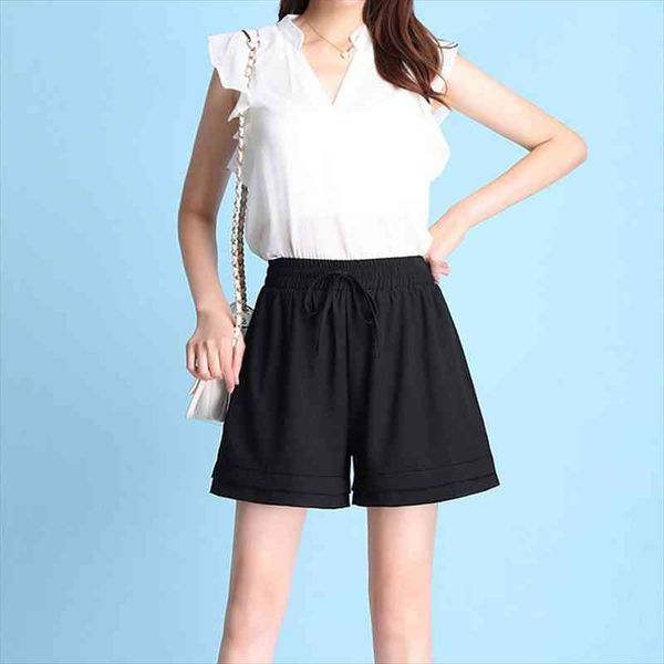 summer high waist solid women short pants casual loose female wide leg trousers with elastic band ladies short pants, White;black
summer high waist solid women short pants casual loose female wide leg trousers with elastic band ladies short pants, White;black