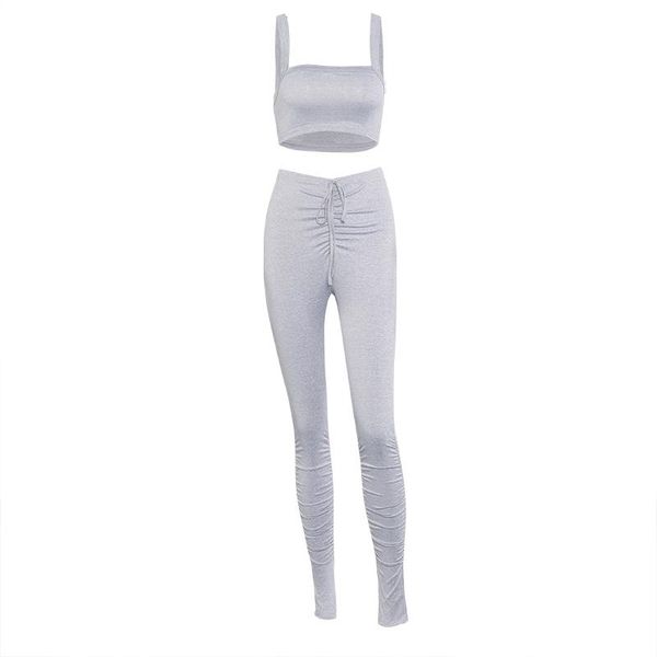women's tracksuits women sling ruffle trousers suit, solid color pleated lace-up summer sport running sleeveless clothes, Gray
women's tracksuits women sling ruffle trousers suit, solid color pleated lace-up summer sport running sleeveless clothes, Gray
