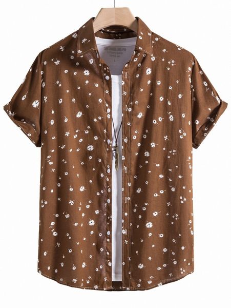 men random floral print shirt without tee q351#, White;black
men random floral print shirt without tee q351#, White;black