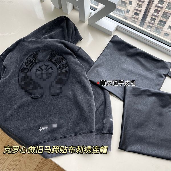 chaopai crocus yarn washed used horseshoe patch cloth embroidered hoodie ch couple charcoal grey, Black
chaopai crocus yarn washed used horseshoe patch cloth embroidered hoodie ch couple charcoal grey, Black