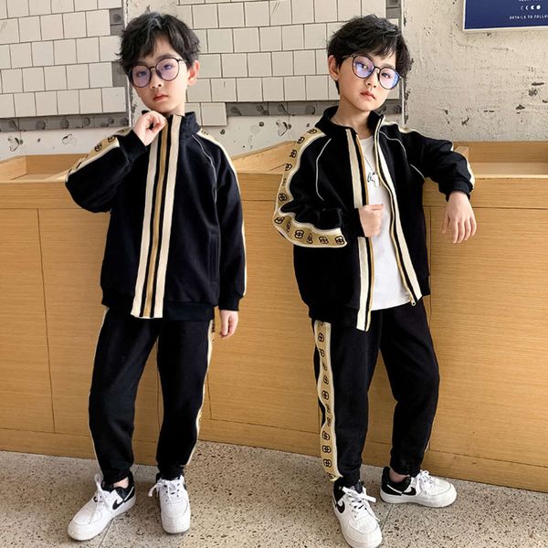 2021 boys' spring new suit children's coat and sports pants, White