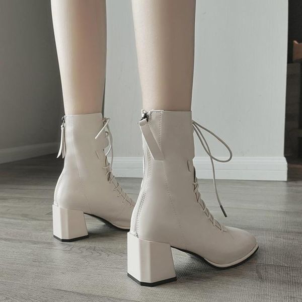 boots drop fashion women square high heels ankle woman mujer pu leather zipper lace up shoes black beige short botas
boots drop fashion women square high heels ankle woman mujer pu leather zipper lace up shoes black beige short botas