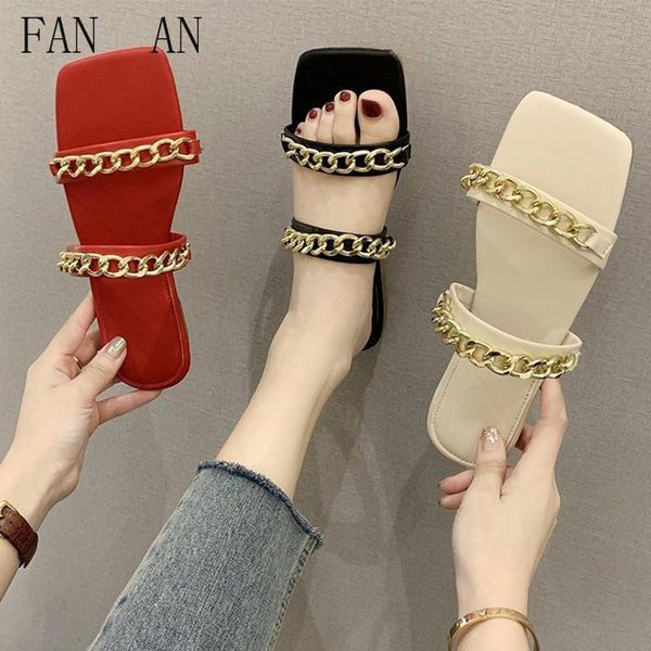 slippers fanan 2021 women summer slipper square toe chain slip on flat slide sandals beach flip flops casual ladies shoe, Black
slippers fanan 2021 women summer slipper square toe chain slip on flat slide sandals beach flip flops casual ladies shoe, Black