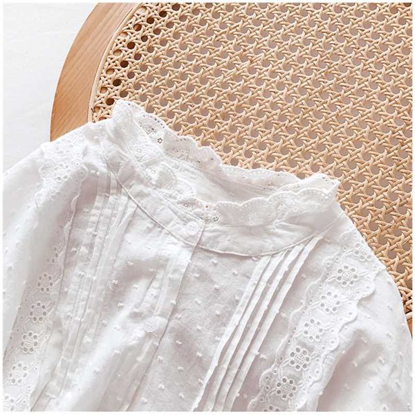 women's t-shirt lamtrip ruffled collar surface dots embroidery lacing stitch short sleeve cotton lolita pleated shirt mori summer tee, White
women's t-shirt lamtrip ruffled collar surface dots embroidery lacing stitch short sleeve cotton lolita pleated shirt mori summer tee, White
