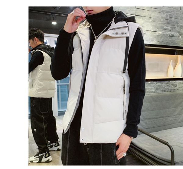 new men's down vest in winter of 2021, korean fashion jacket, warm vest, cotton coat, Black;white
new men's down vest in winter of 2021, korean fashion jacket, warm vest, cotton coat, Black;white