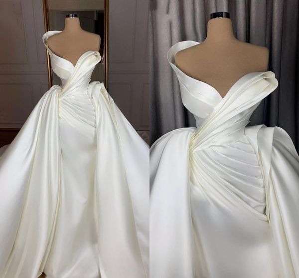 2021 arabic aso ebi mermaid wedding dress one shoulder satin ruched overskirts simple bridal gowns plus size vintage vestido de novia with d, White
2021 arabic aso ebi mermaid wedding dress one shoulder satin ruched overskirts simple bridal gowns plus size vintage vestido de novia with d, White