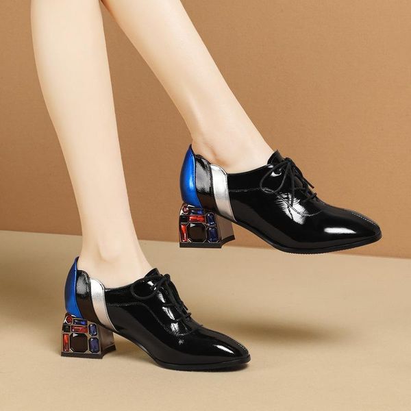 dress shoes fashion women's lace-up patent leather pointed high heels 2021 crystal heel trend all-match women, Black
dress shoes fashion women's lace-up patent leather pointed high heels 2021 crystal heel trend all-match women, Black