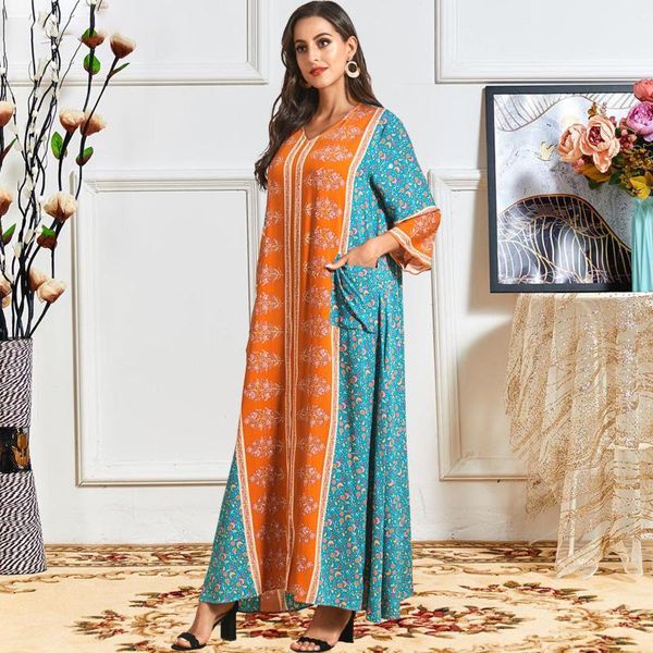 ethnic clothing muslim dress women print contrast stitching long sleeve arabian robe fashion abaya turkey dubai, Red
ethnic clothing muslim dress women print contrast stitching long sleeve arabian robe fashion abaya turkey dubai, Red