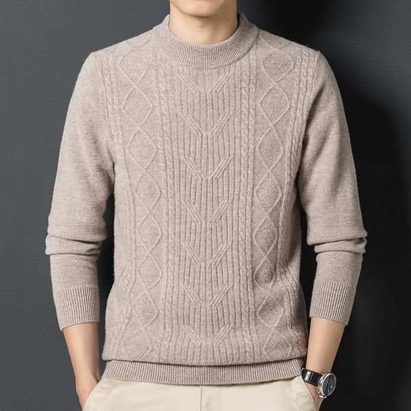 men's sweaters 100% pure sweater smart casual thick round collar in autumn and winter., White;black
men's sweaters 100% pure sweater smart casual thick round collar in autumn and winter., White;black