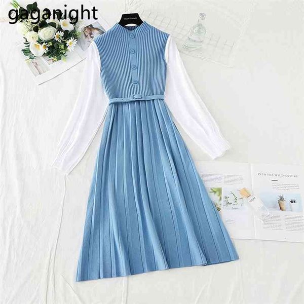 korean fashion patchwork knitted dresses sashes single breasted elegant slim spring stand collar robes long sleeve 210601, White
korean fashion patchwork knitted dresses sashes single breasted elegant slim spring stand collar robes long sleeve 210601, White