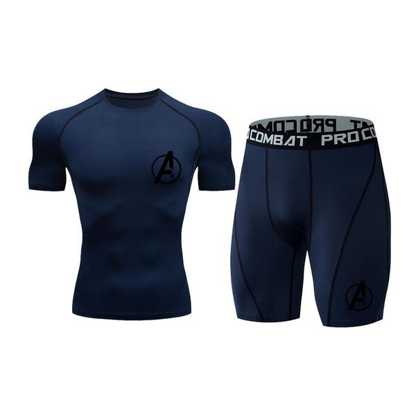 running sets men's 2-piece fitness training sweat wicking breathable outdoor and jogging comprehensive sports suit exercise tshit, Black;blue
running sets men's 2-piece fitness training sweat wicking breathable outdoor and jogging comprehensive sports suit exercise tshit, Black;blue