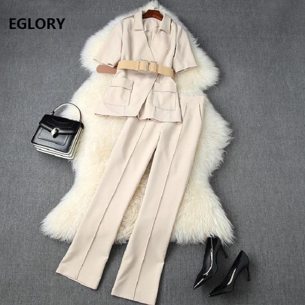 women's tracksuits 2021 autumn fashion 2 piece sets designer women chain belt blazer coats+straight long pant work suits lady, Gray
women's tracksuits 2021 autumn fashion 2 piece sets designer women chain belt blazer coats+straight long pant work suits lady, Gray