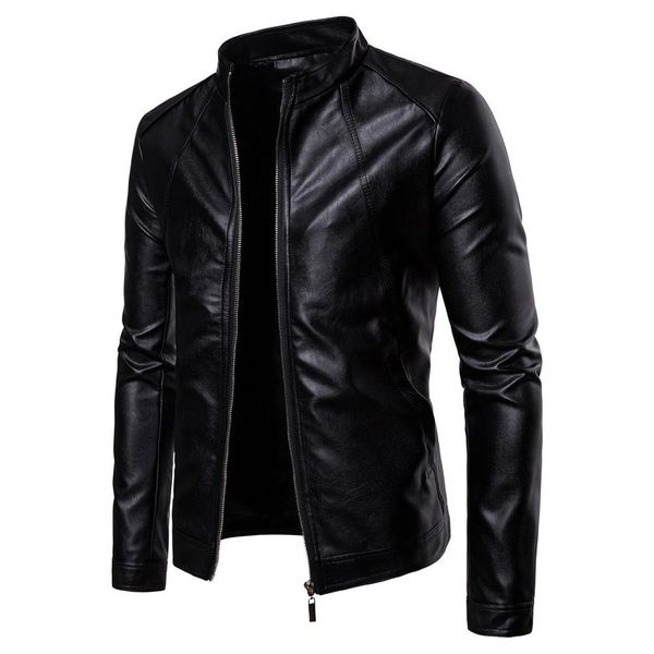 men's s-lim jacket fashion solid color motorcycle winter jackets chaqueta hombre windproof black leather jacket kurtka, Black;brown 
men's s-lim jacket fashion solid color motorcycle winter jackets chaqueta hombre windproof black leather jacket kurtka, Black;brown