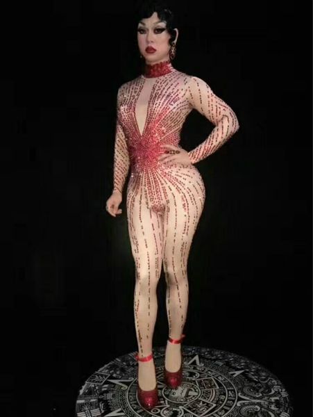 red rhinestones jumpsuit women rompers dance costume bodycon club birthday celebrate party outfit female singer stage wear, Black;red
red rhinestones jumpsuit women rompers dance costume bodycon club birthday celebrate party outfit female singer stage wear, Black;red