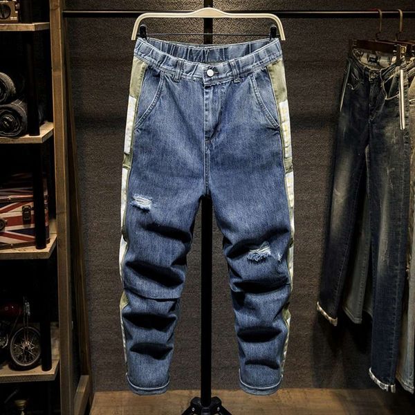 spring and autumn new jeans loose long korean fashion casual harlan pants men's handsome elasticwinter, Blue 
spring and autumn new jeans loose long korean fashion casual harlan pants men's handsome elasticwinter, Blue