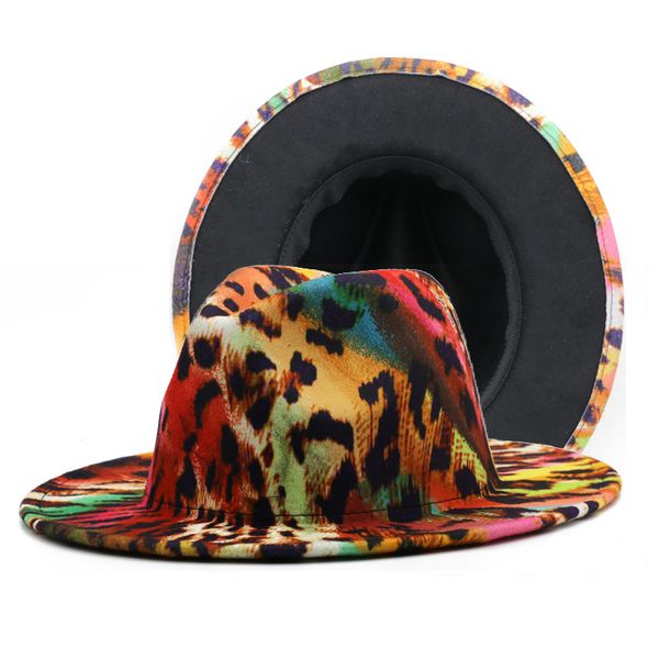 wide brim colorful leopard printed fedora hats ladies wool felt cap women men party trilby jazz street hat patchwork panama caps, Blue;gray
wide brim colorful leopard printed fedora hats ladies wool felt cap women men party trilby jazz street hat patchwork panama caps, Blue;gray
