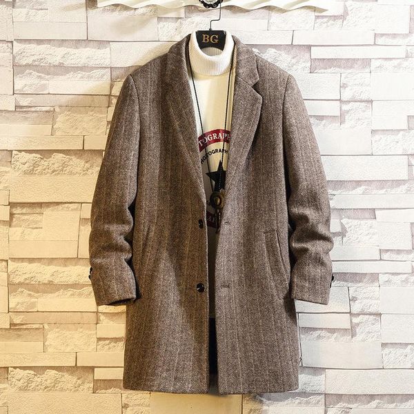 men's wool & blends jackets medium and long woolen coat korean version business casual streetwear autumn winter berserk, Black
men's wool & blends jackets medium and long woolen coat korean version business casual streetwear autumn winter berserk, Black