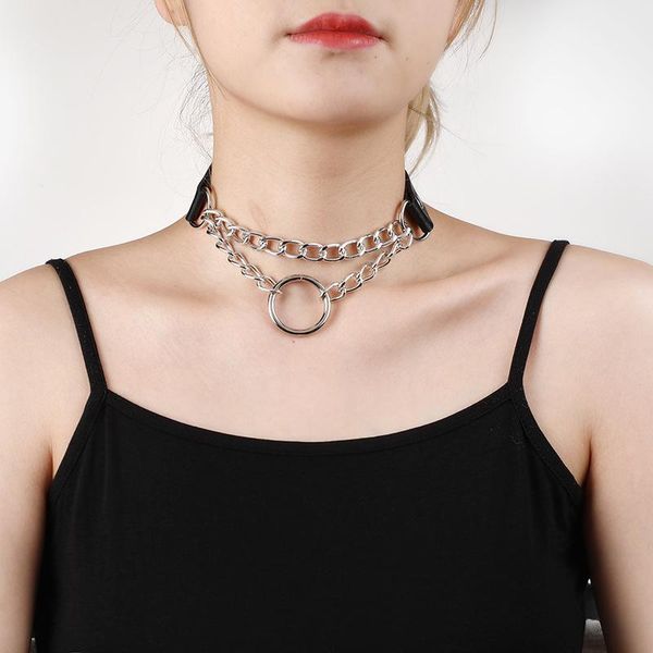 chokers exaggerate pu leather silver color double layer chain femme necklaces punk jewelry geometric circles collares for women, Golden;silver
chokers exaggerate pu leather silver color double layer chain femme necklaces punk jewelry geometric circles collares for women, Golden;silver