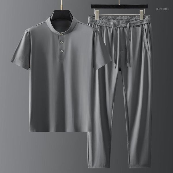 man thin mens sets (t-shirt+pants) luxury spring summer short sleeve sport casual stand collar slim fit male men's tracksuits, Gray
man thin mens sets (t-shirt+pants) luxury spring summer short sleeve sport casual stand collar slim fit male men's tracksuits, Gray