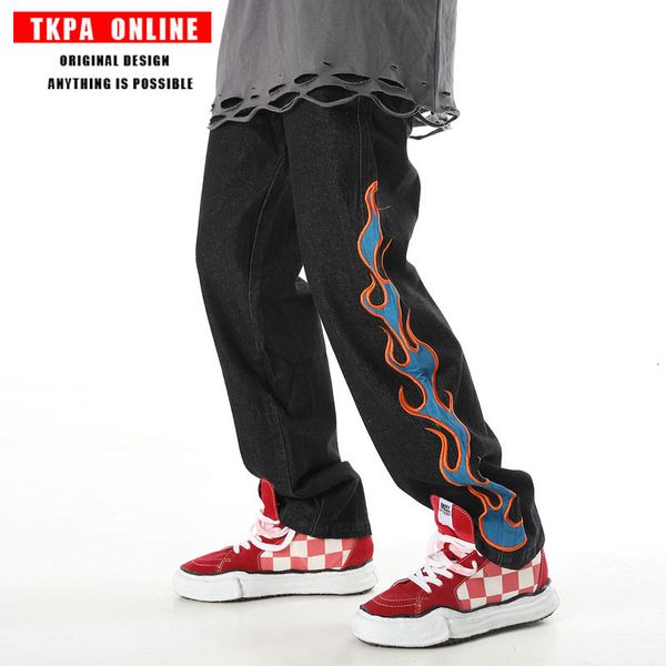 jeans tkpa ins net red flame embroidery men's high street fashion brand hip hop straight tube daddy pants and women's, Blue
jeans tkpa ins net red flame embroidery men's high street fashion brand hip hop straight tube daddy pants and women's, Blue