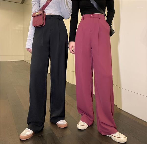 women's pants & capris women 2021 spring high-waist suit korean loose casual wide-leg trousers solid color female sweatpants, Black;white
women's pants & capris women 2021 spring high-waist suit korean loose casual wide-leg trousers solid color female sweatpants, Black;white