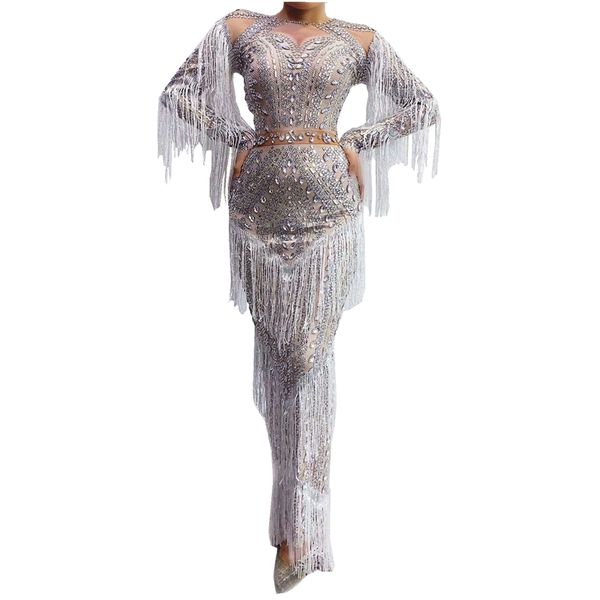 shining rhinestone fringes long dress long sleeve women birthday prom celebrate partytassel outfit female performance stage wear, Black;red
shining rhinestone fringes long dress long sleeve women birthday prom celebrate partytassel outfit female performance stage wear, Black;red