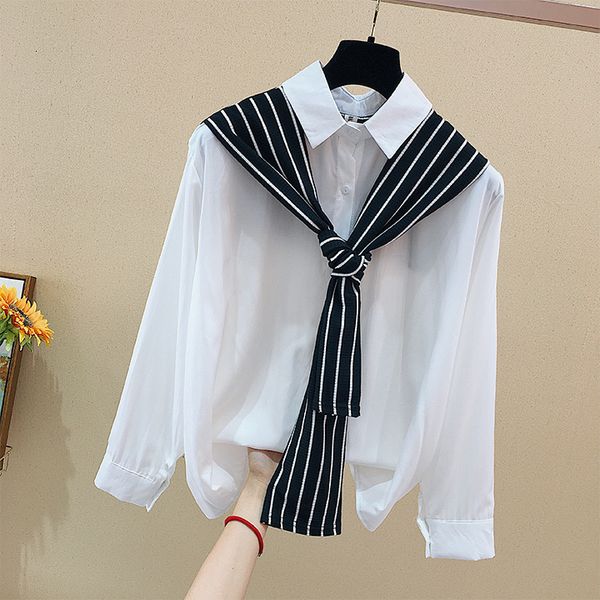 2021 new fake two-piece cape non detachable polo collar single breasted loose women's long sleeve autumn simple shirt fashion 4icn, White;black
2021 new fake two-piece cape non detachable polo collar single breasted loose women's long sleeve autumn simple shirt fashion 4icn, White;black