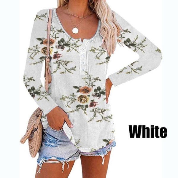 women's t-shirt autumn loose fashion women o-neck button pullover long sleeve womens print tee ladies shirt casual streetwear, White
women's t-shirt autumn loose fashion women o-neck button pullover long sleeve womens print tee ladies shirt casual streetwear, White