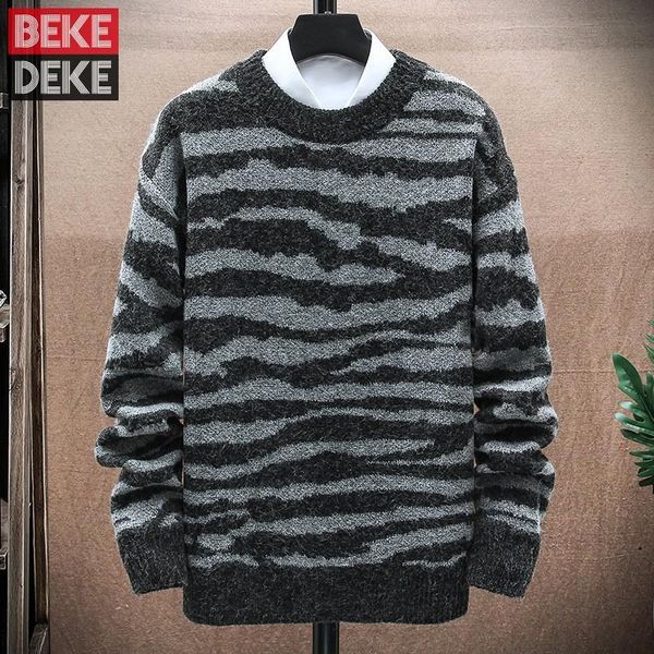 men's sweaters fashion zebra pattern stripes sweater men slim fit casual pullover knitted spring autumn harajuku mens long sleeve, White;black
men's sweaters fashion zebra pattern stripes sweater men slim fit casual pullover knitted spring autumn harajuku mens long sleeve, White;black