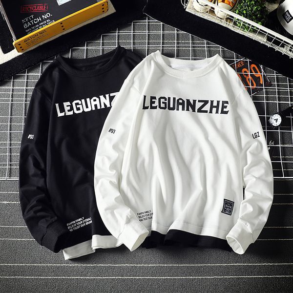men's hoodies & sweatshirts mens crew neck sweater retro fake two-piece letter printing casual pullover, Black 
men's hoodies & sweatshirts mens crew neck sweater retro fake two-piece letter printing casual pullover, Black