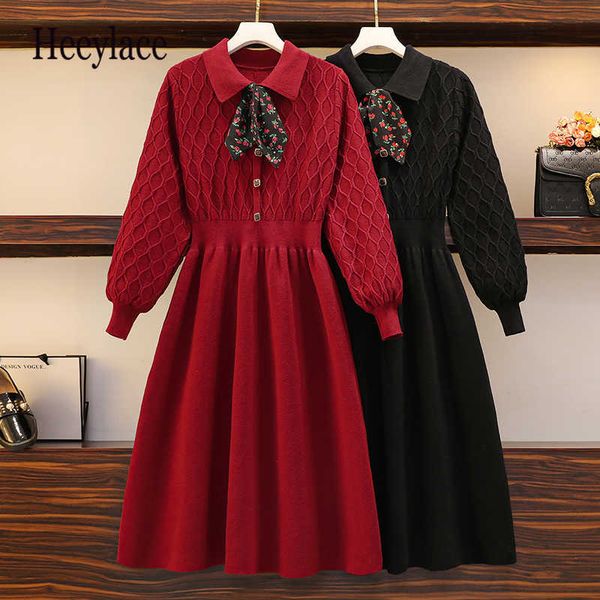 plus size women winter warm knitted dress women long sleeve bow collar elegant vintage korean high waist a-line pleated dresse y1006, Black;gray
plus size women winter warm knitted dress women long sleeve bow collar elegant vintage korean high waist a-line pleated dresse y1006, Black;gray