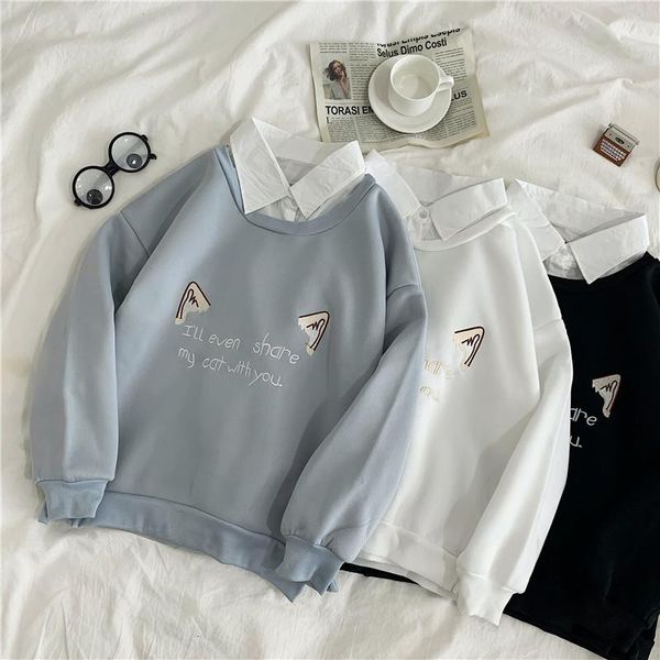 women's hoodies & sweatshirts winter warm collar stitching sweatshirt harajuku letter print pullovers female white women fake two-, Black
women's hoodies & sweatshirts winter warm collar stitching sweatshirt harajuku letter print pullovers female white women fake two-, Black