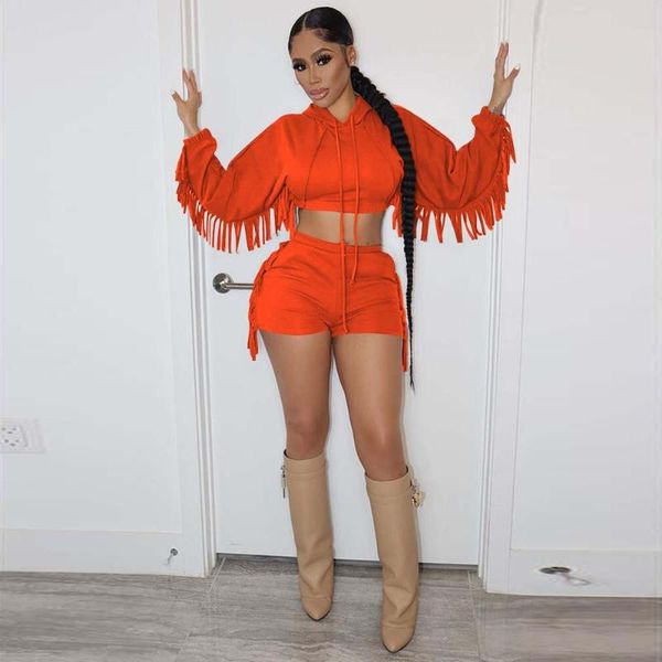 women's tracksuits orange black coffee two piece short sets tassel long sleeve hooded crop hoodies and high waist biker active wear, Gray
women's tracksuits orange black coffee two piece short sets tassel long sleeve hooded crop hoodies and high waist biker active wear, Gray