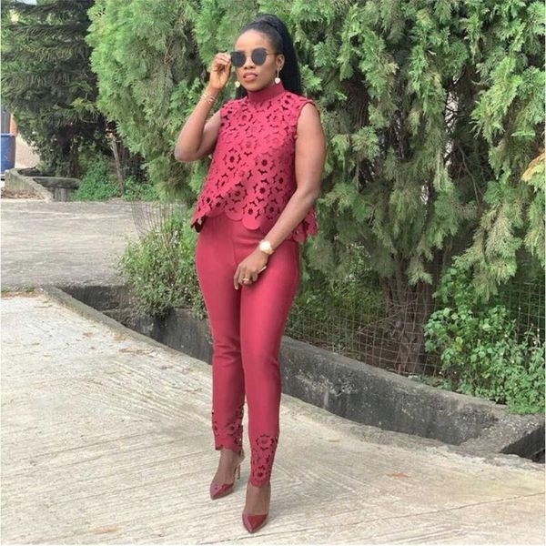 women's two piece pants africa set women sleeveless high neck lace hollow out crop bodycon long elegant office party outfits, White
women's two piece pants africa set women sleeveless high neck lace hollow out crop bodycon long elegant office party outfits, White