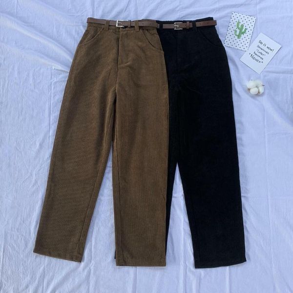 women's pants & capris zoki vintage corduroy women high waist fashion belt autumn wide leg full spring cotton black streetwear trousers, Black;white
women's pants & capris zoki vintage corduroy women high waist fashion belt autumn wide leg full spring cotton black streetwear trousers, Black;white