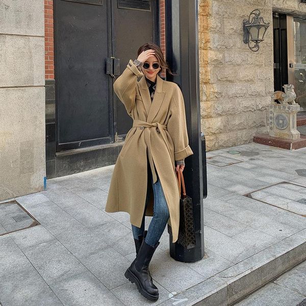 women's wool & blends korea women autumn winter single breasted long coat pink female ladies sleeve collar overcoat parka jacket vintag, Black
women's wool & blends korea women autumn winter single breasted long coat pink female ladies sleeve collar overcoat parka jacket vintag, Black
