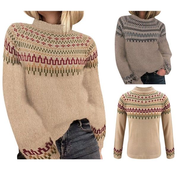 women's fashion half high neck pullover straight printed long sleeve sweater, White;black
women's fashion half high neck pullover straight printed long sleeve sweater, White;black