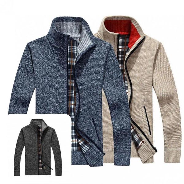 men's jackets autumn winter plush thicken knitted coat men solid color for travel, Black;brown
men's jackets autumn winter plush thicken knitted coat men solid color for travel, Black;brown