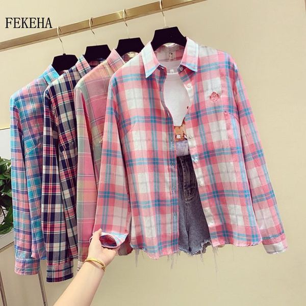 women's blouses & shirts 2021 women long sleeve 100% cotton plaid shirt casual female plus size outerwear, White
women's blouses & shirts 2021 women long sleeve 100% cotton plaid shirt casual female plus size outerwear, White