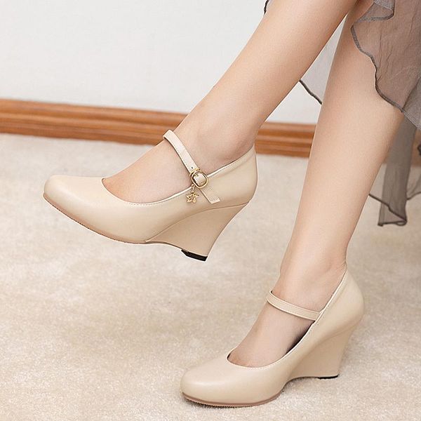 dress shoes genuine leather wedge pumps for women high heels plus size 34-45 office ladies working woman ankle strap nude, Black
dress shoes genuine leather wedge pumps for women high heels plus size 34-45 office ladies working woman ankle strap nude, Black